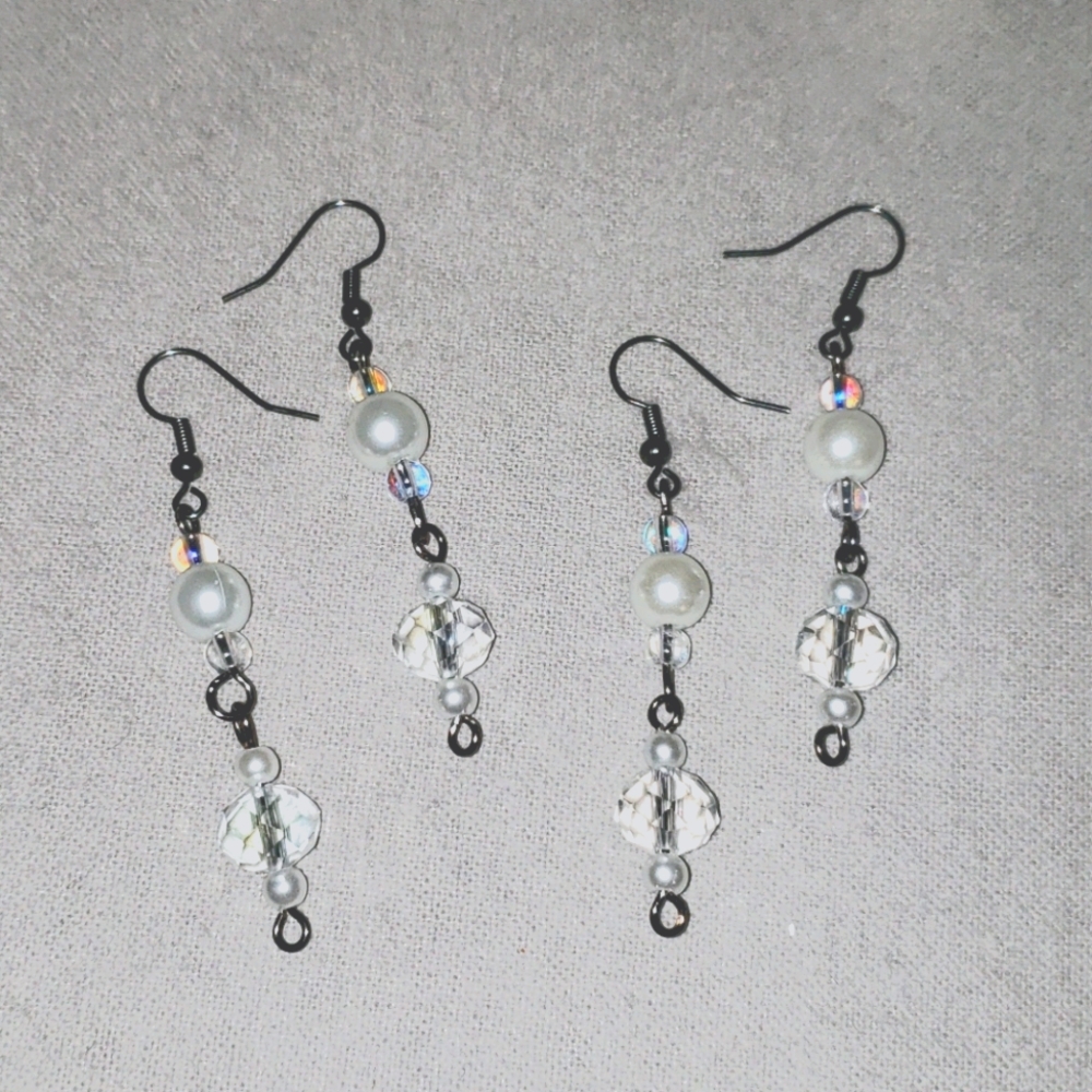 Simple Pearl & Crystal Earrings